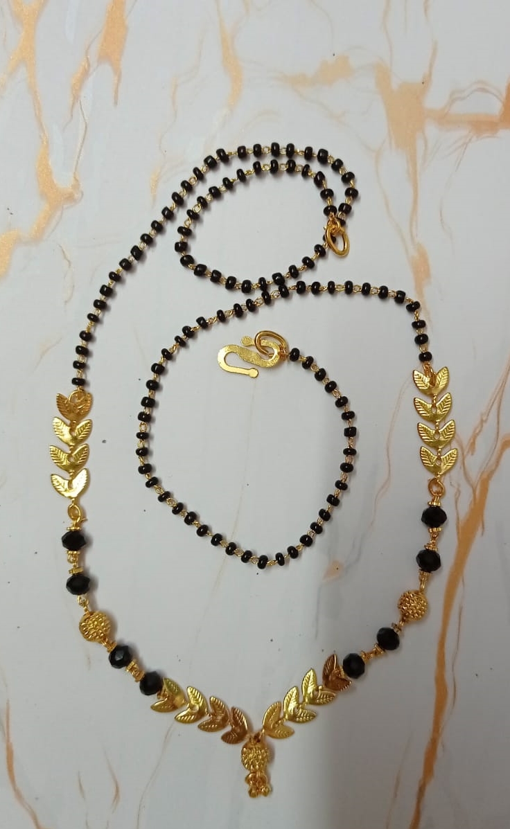 Daily Wear Gold Plated Mangalsutra - Black Beads
